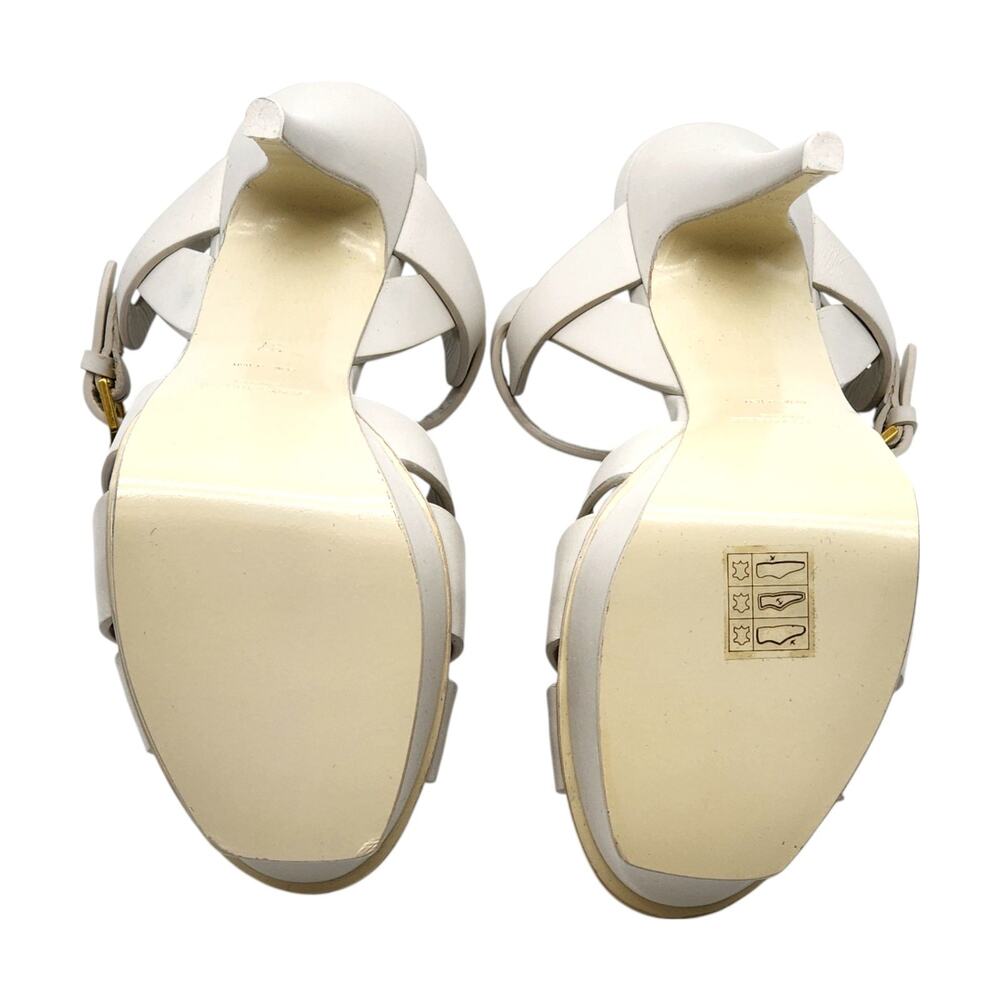 Saint Laurent Tribute Platform Leather Sandals Pumps White – NWB $1100 - Picture 6 of 16